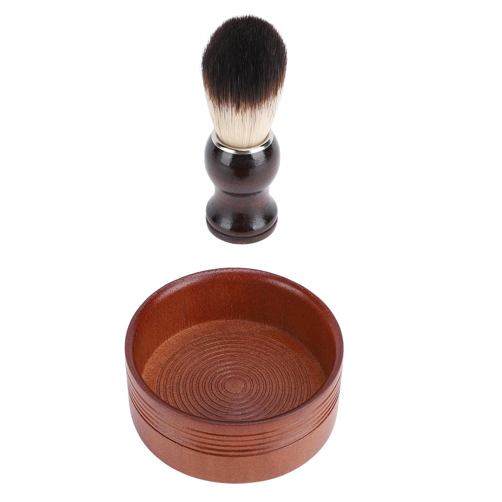 Wood Shaving Brush Set Grooming Kit Synthetic Hair Removes Debris Shaving Brush and Bowl for Men