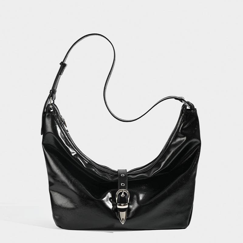 Casual Niche Design Metal Buckle Texture Pittot Bag Underarm Bag Fashion Women's Bag Crossbody black