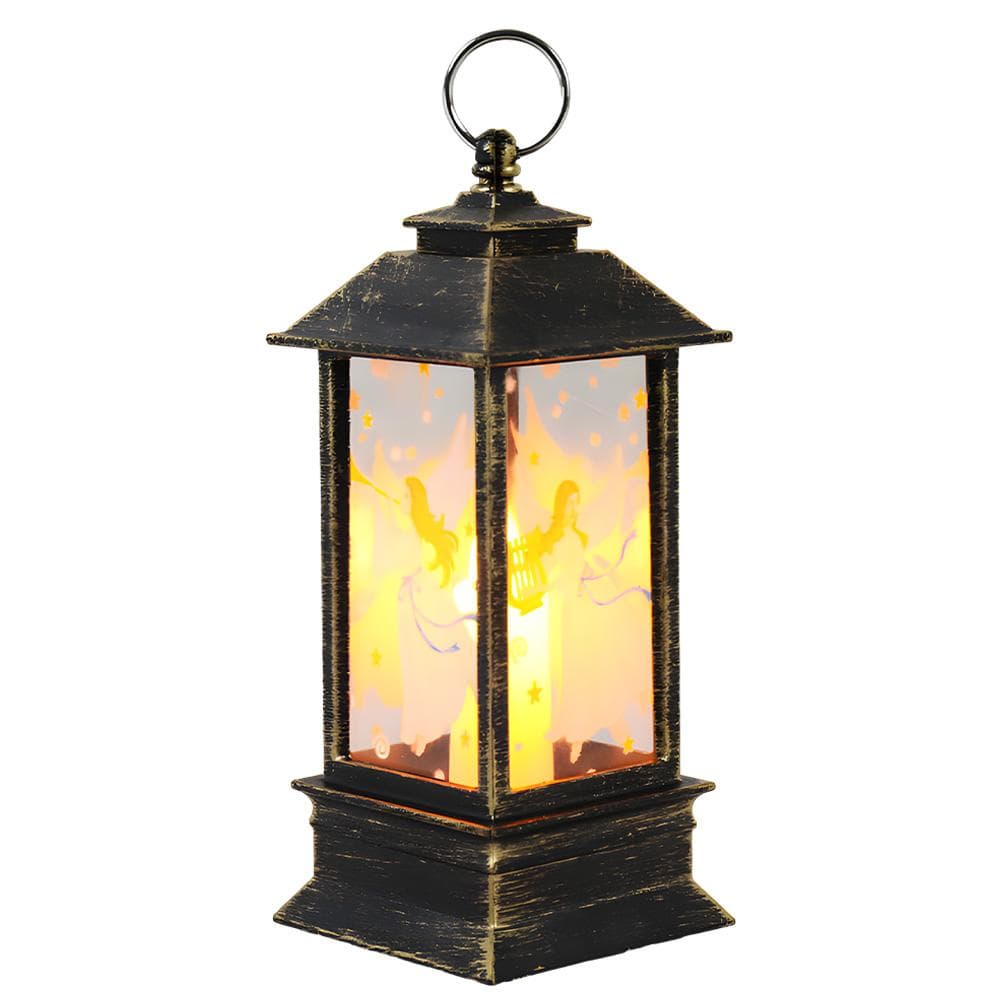 Outdoor Christmas Lantern Battery Operated Lighted Small Wind Lamp Deer / Snowman / Angel / Santa Small Worn Gold Angel