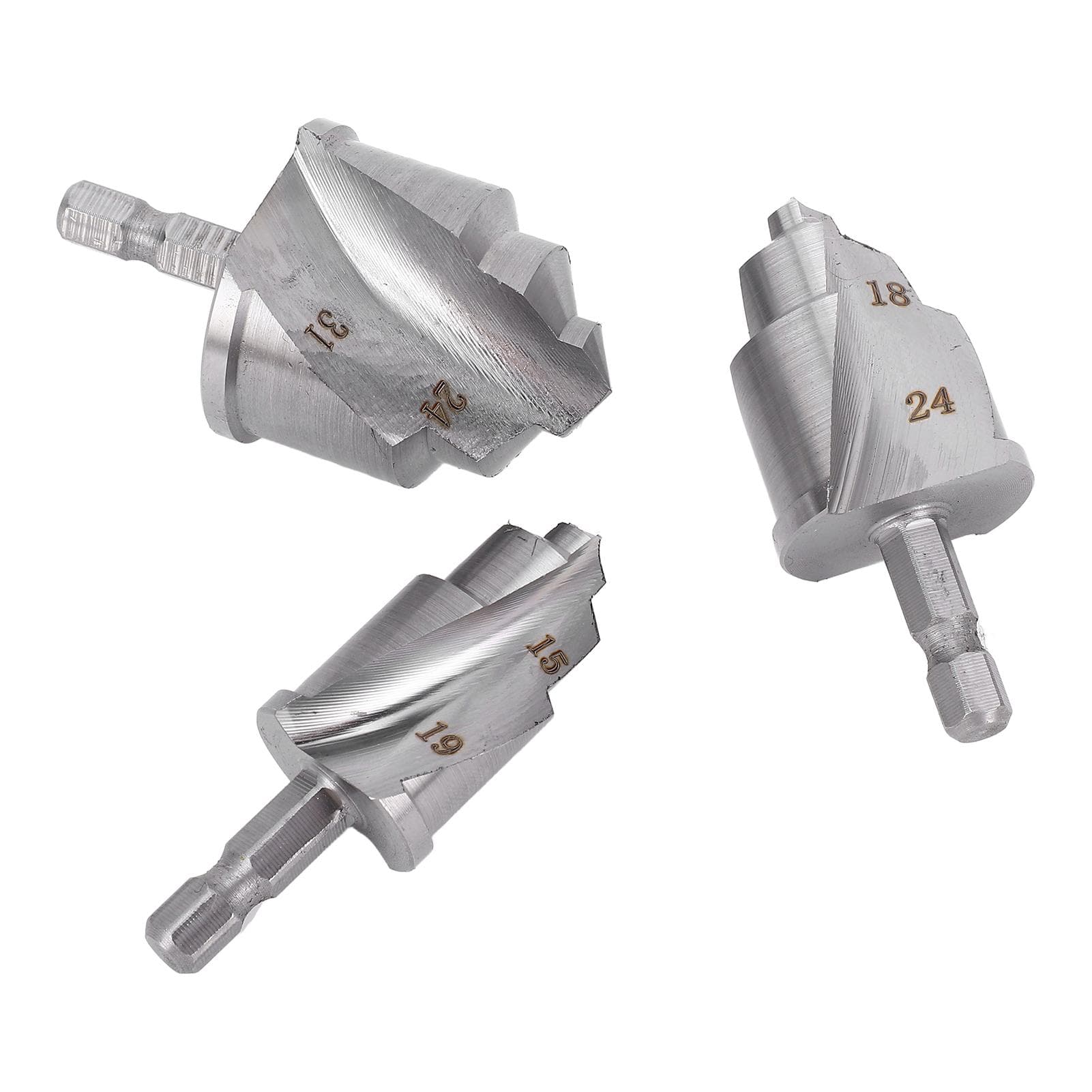 3PCS Lifting Drill Bits with 14 Inch Hex Shank Stepped Reamer Bit for PVC PPR Water Pipe Repair