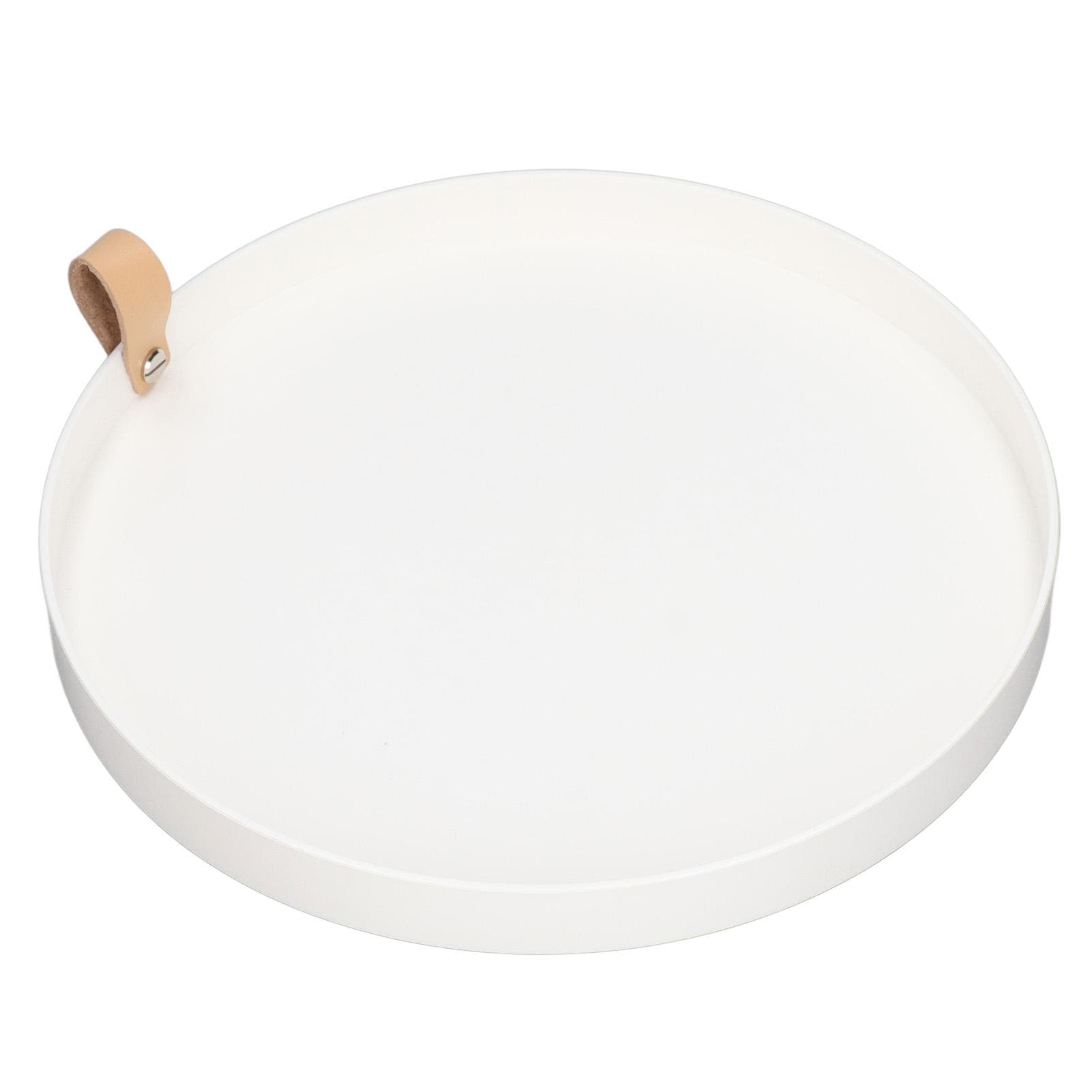 Jewelry Dish White Simple Round Style Waterproof ABS Elegant Multifunction Vanity Tray for Jewelry