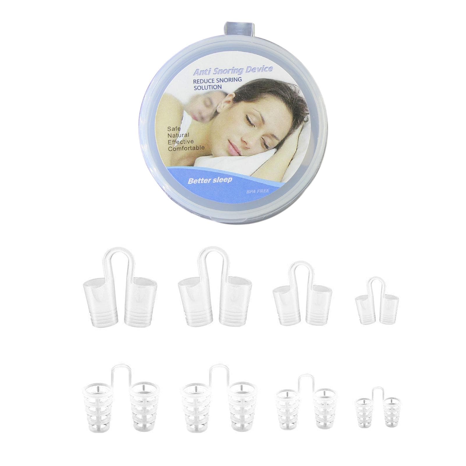 8PCS Anti-Snore Nasal Dilators Set Anti Snoring Solution Devices Stop Snoring Sleep Aid to Ease transparent