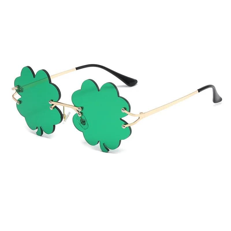 Green Leaves Sunglasses St Patricks Day Shamrock Costume Glasses UV400 Sun Glasses Party Decorations As picture