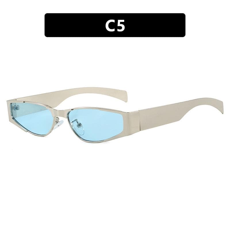 New Y2K Vintage Small Frame Cat Eye Sunglasses Women Men Luxury Designer Punk Metal Shades
