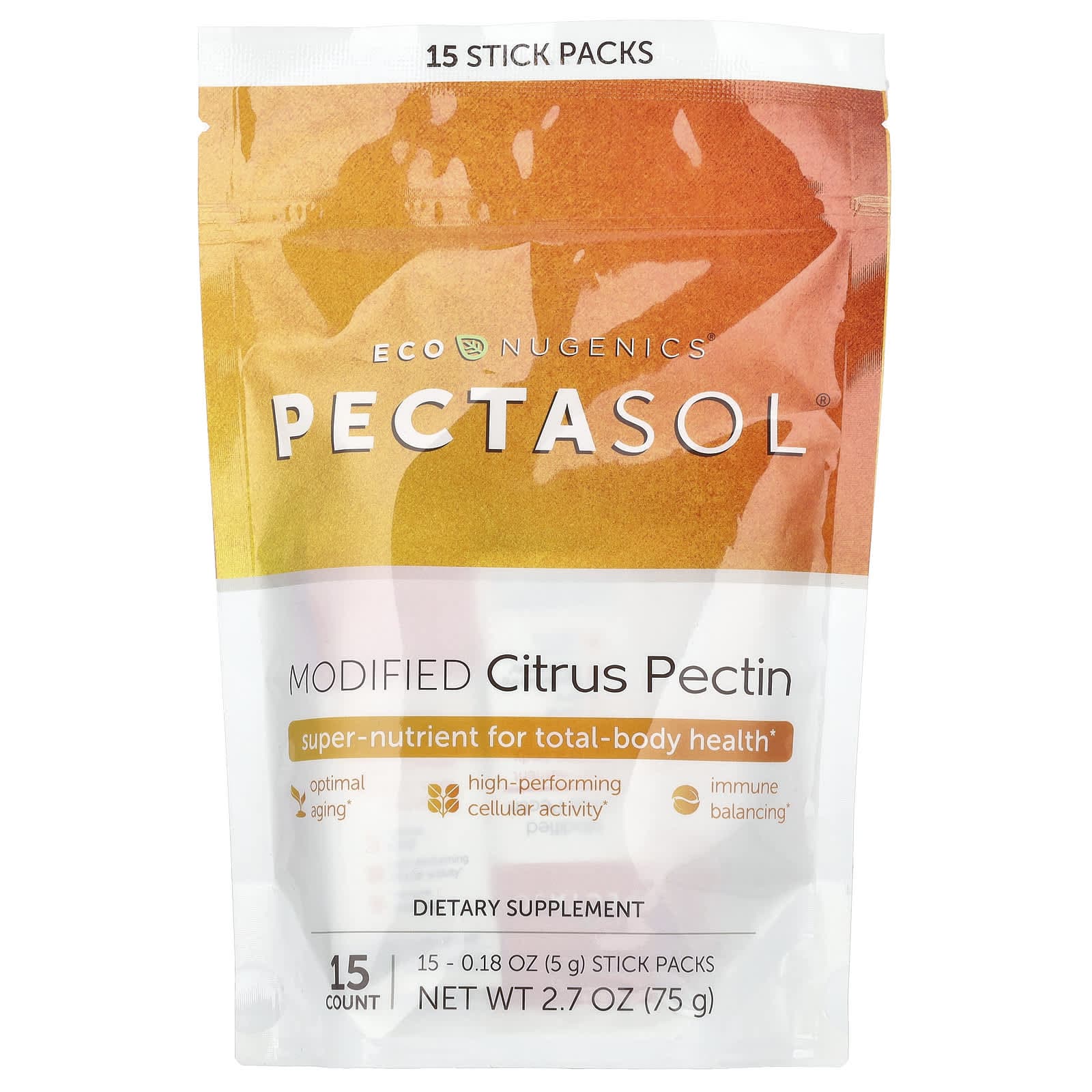 Econugenics, Pectasol®, Modified Citrus Pectin, 15 Packets, 0.18 oz (5 g) Each