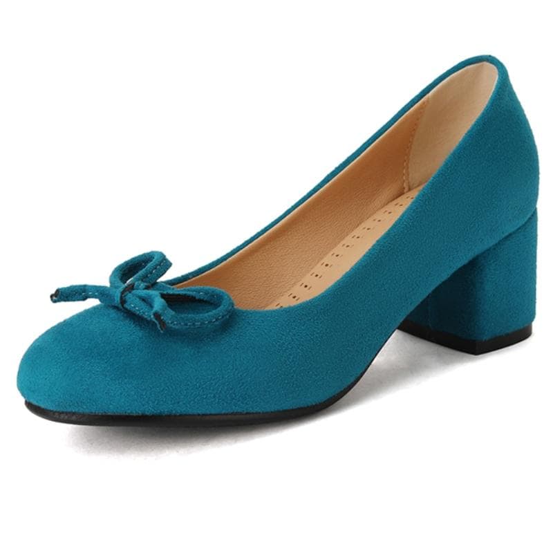 Fashion Block Medium Heels Women Pumps Shoes Spring Elegant Blue Red Pink Green Heeled Party Wedding Shoes Female Large Size 50 39
