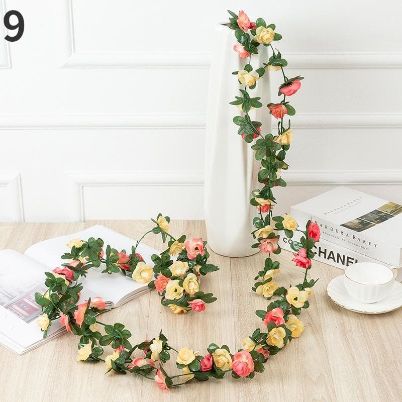 250CM Rose Artificial Flowers Christmas Garland for Wedding Home Room Decoration Spring Autumn Garden Arch DIY Fake Plant Vine 9