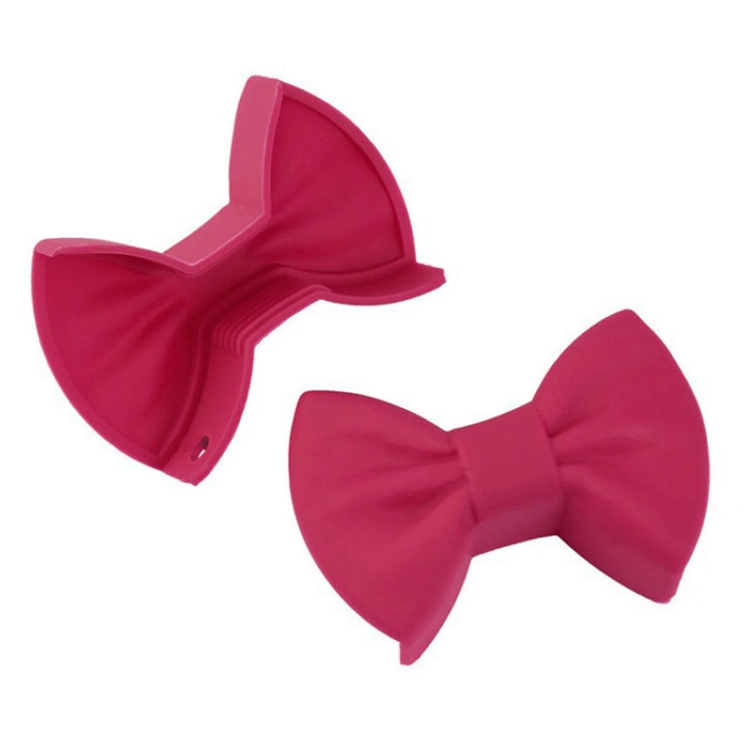 2pcs Silicone Oven Mitts Creative Bow Shape Oven Gloves Heat Resistant Pot Holders For Cooking Mini Oven Gloves Kitchen Tool red