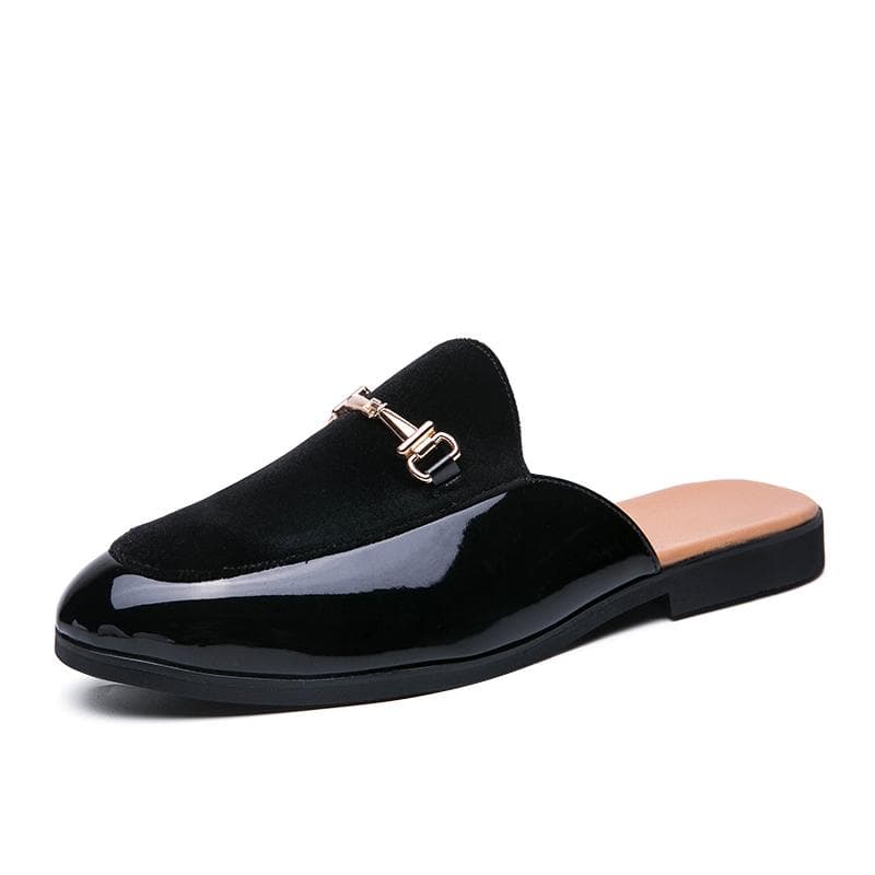 Fashion Suede Designer Slippers Men Summer Shoes Men Comfortable Fashion Walking Footwear Platform Half Drag Slipper Mens Casual Shoes 45 black