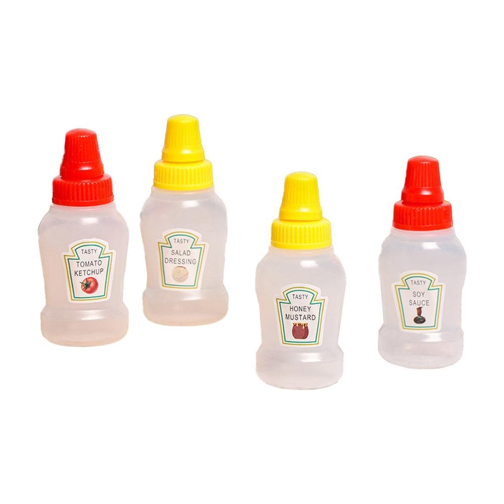 4 Pieces Small Ketchup Bottle Condiment Squeeze Bottles Empty Plastic Dressing Containers for transparent