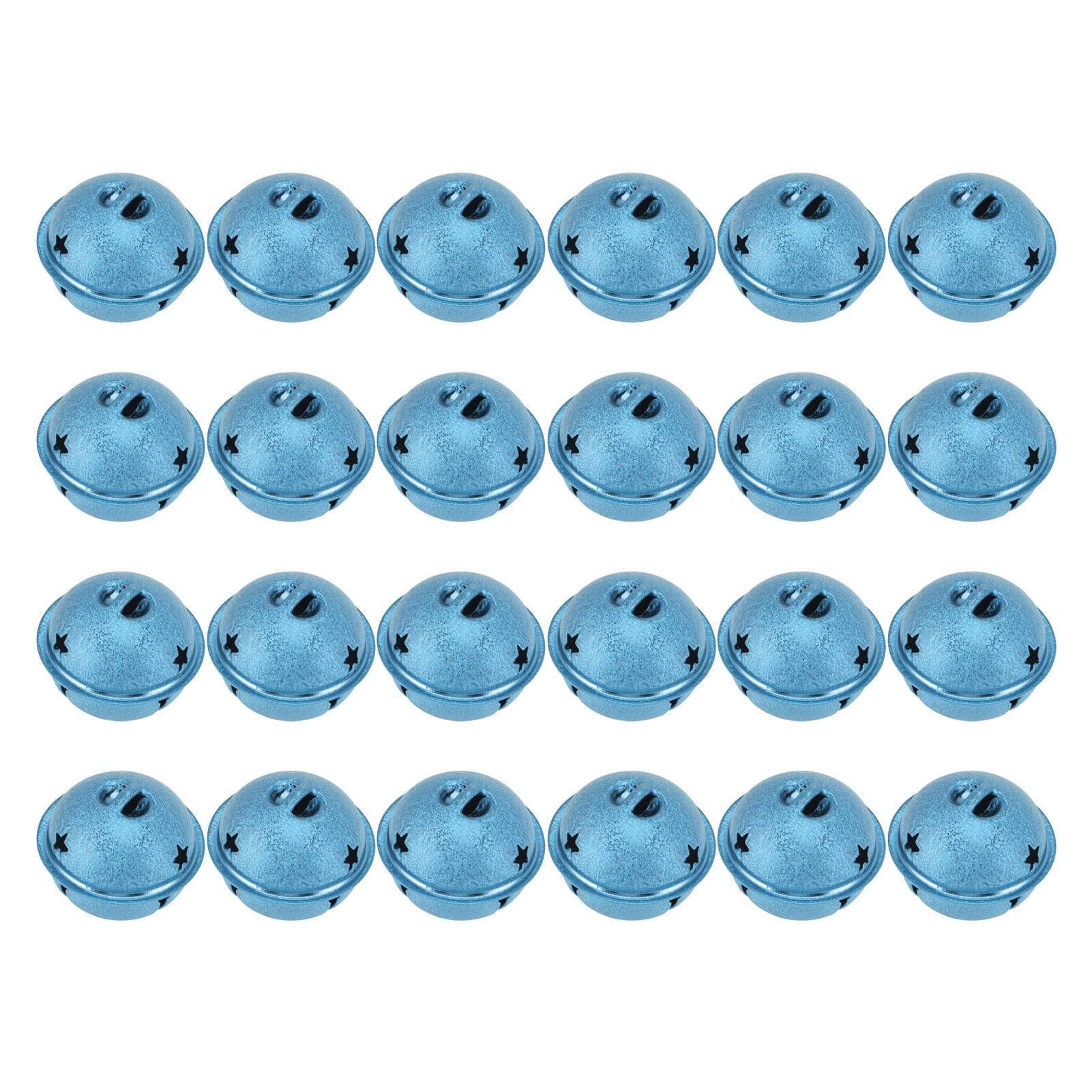 24 Pcs Christmas Bells 40mm Iron Paint Hollow Five Pointed Star DIY Christmas Frosted Bell blue