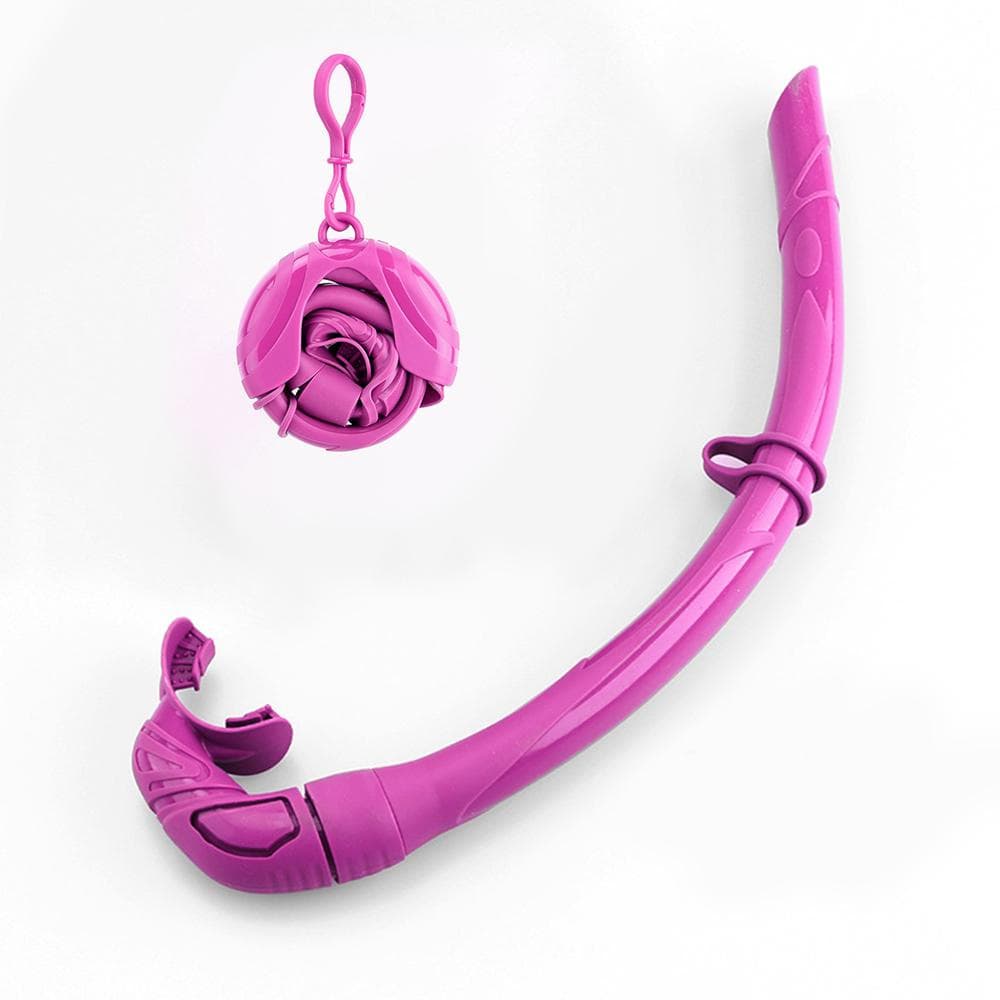 Silicone Foldable Snorkel with Compact Storage Case Women Men Roll Up Snorkel Wet Breathing Tube For Snorkeling Rose