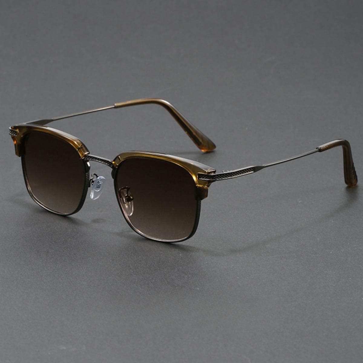 New Fashion Half Frame Sunglasses Retro Rectangular Design Black Grey Lens UV Protection Stylish Eyewear