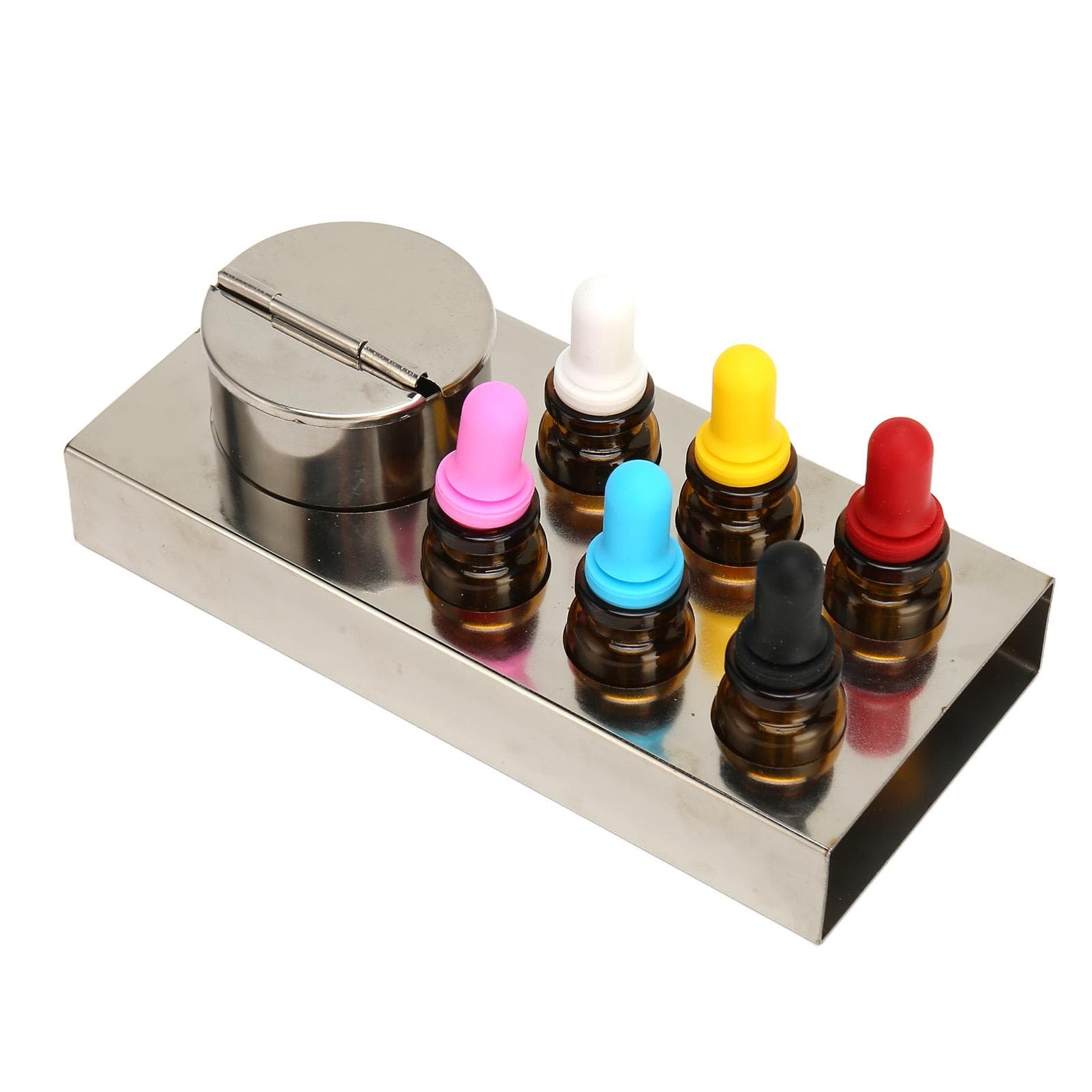 6pcs Amber Dropper Bottles Set with Holder Glass 10ml Leak Proof for Liquids Essential Oil Perfumes