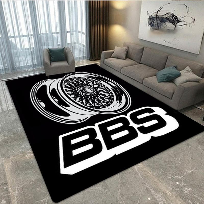 BBS racing 3D printed carpet, living room and bedroom decorative carpet, kitchen and bathroom anti-skid floor mat, door mat-Rug 80cm by 120cm