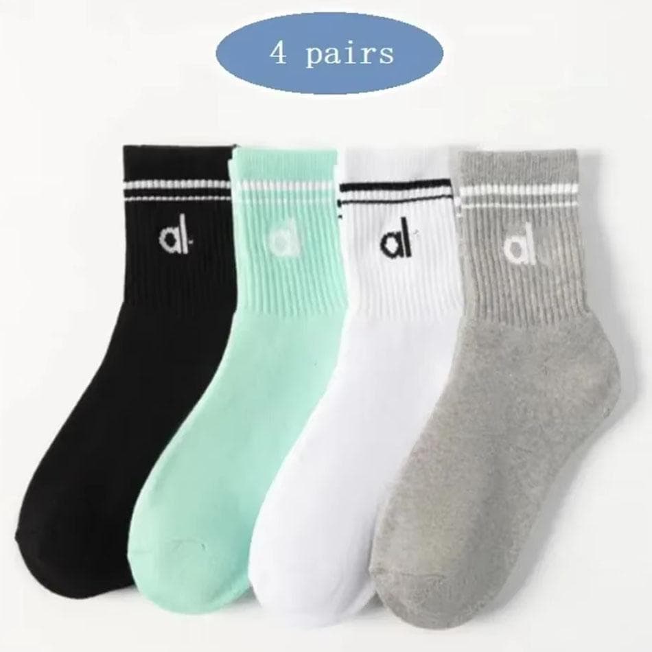 * Yoga Retro Cotton Socks Comfortable Colorful Middle Socks Yoga Pilates Fitness Women's Four Seasons Sports Yoga Long Socks