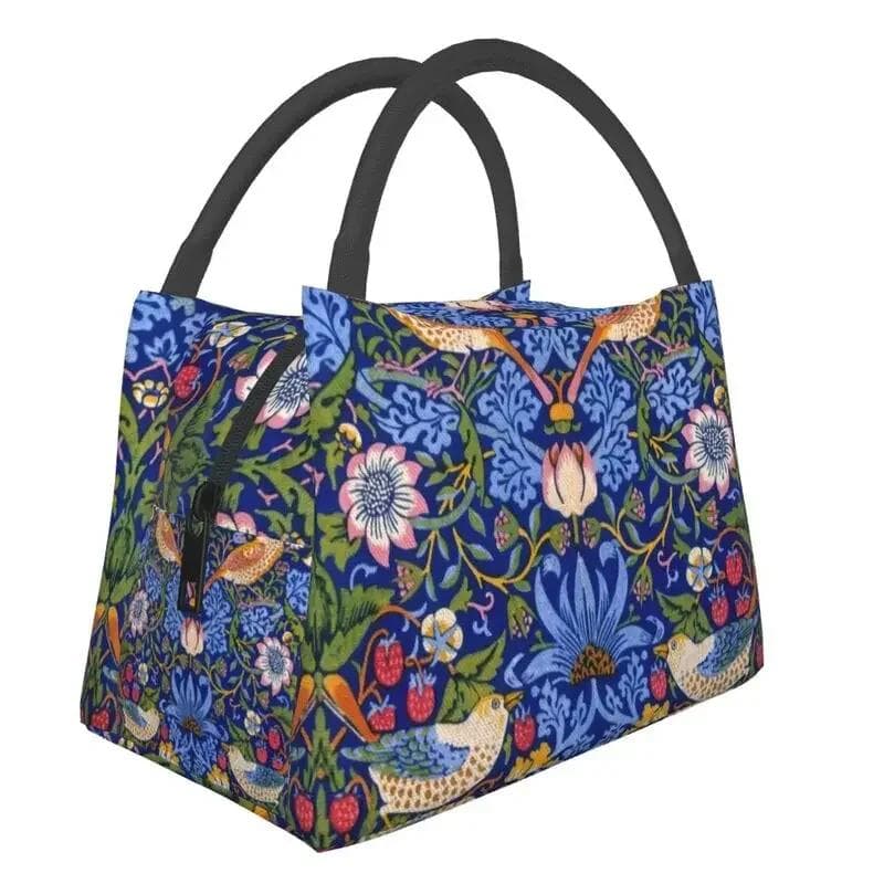 William Morris Insulated Lunch Bag for Women Portable Snakeshead Cooler Thermal Lunch Box Beach Camping Travel Shoulder Bag 28x17x16CM brown