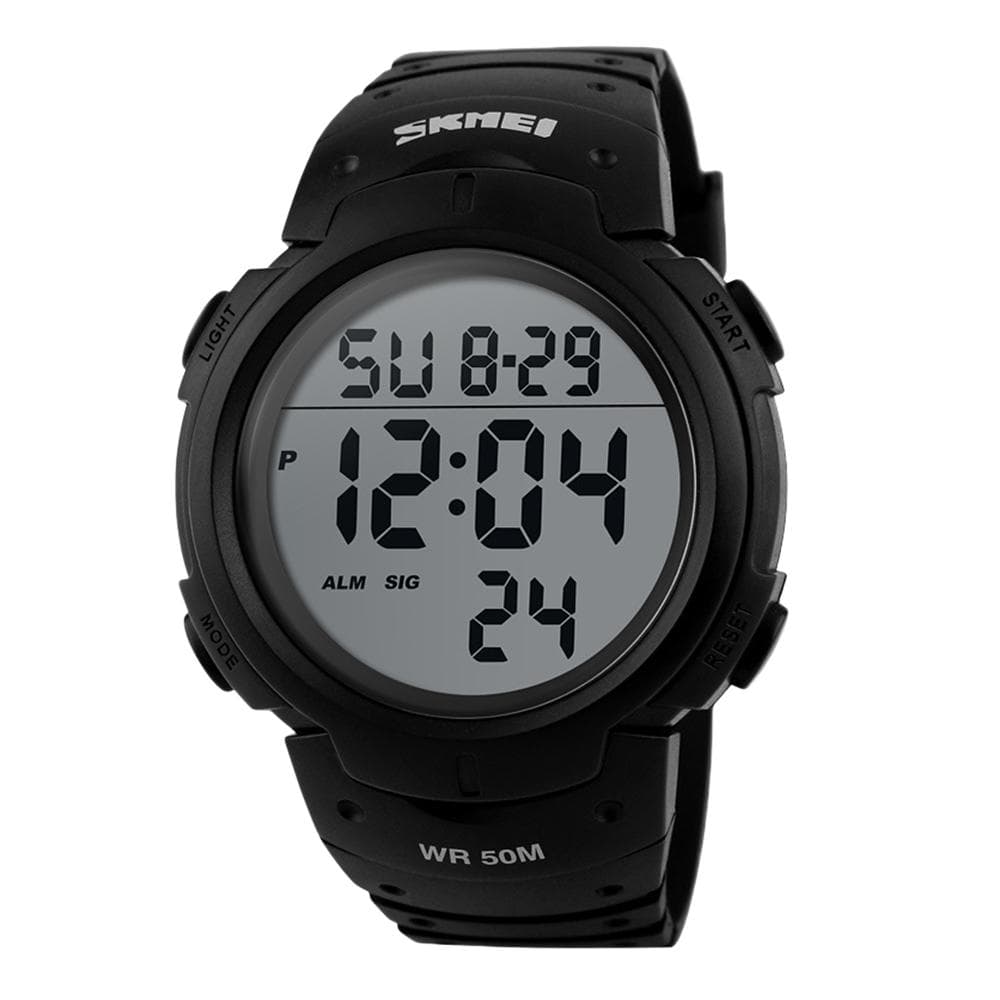 Men Digital Watch Stopwatch Alarm Luminous Watch black