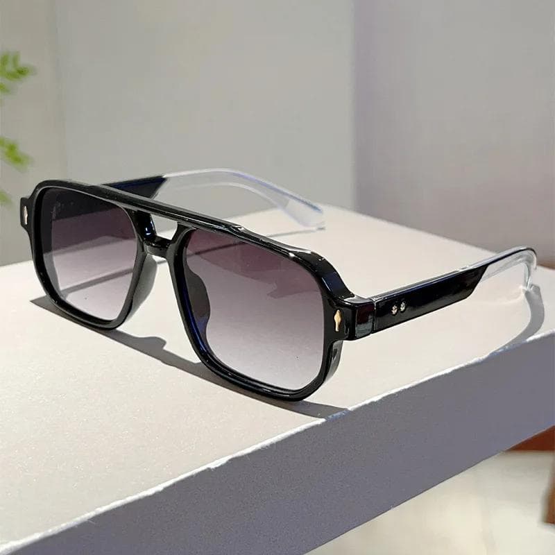 New Square Sunglasses Double Beam Small Frame Retro UV Resistant Pilot Sunglasses for Men Women