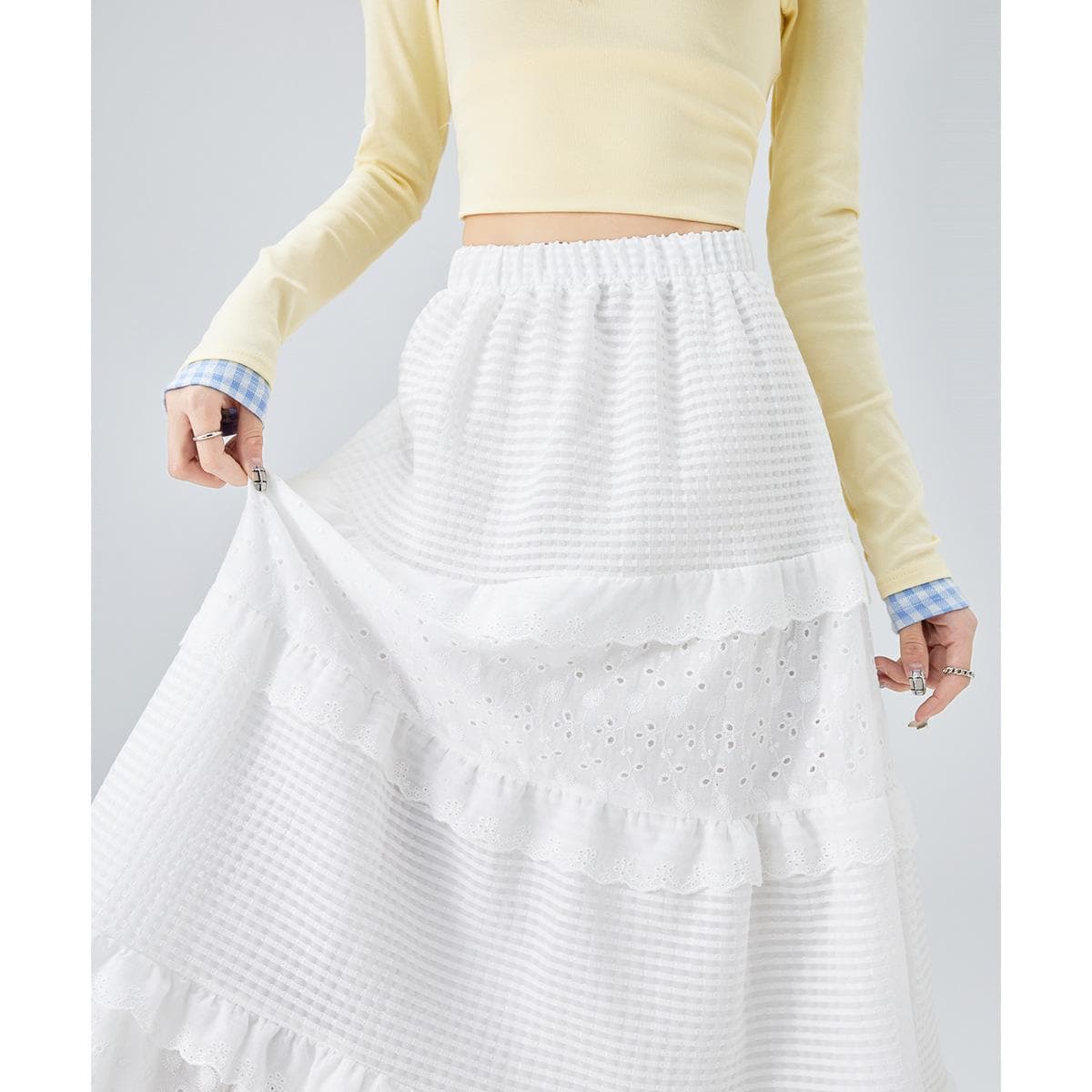 White Cake Skirt for Women In Spring and Summer New Summer High-waisted A-line Skirt Long Skirt To Make Them Look Slim and Small Skirt XL