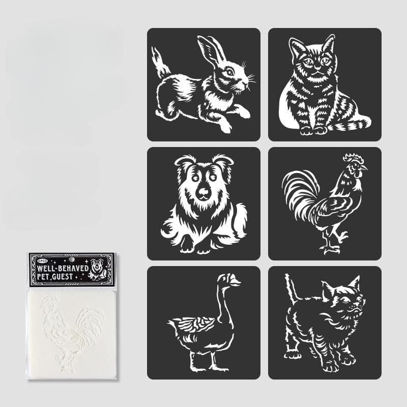 6pcs/set Animal Plastic Sencil Creative Design Cartoon Animal Series Scrapbook Journal Stencil DIY Decor Stencils for Painting