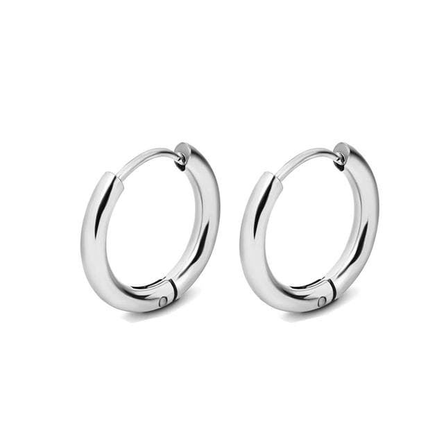1 Pair 316L Stainless Steel Hoop Earrings for Women Men Tragus Cartilage Ear Piercing Jewelry Pendientes Mujer Hombre Wholesale 12MM silver