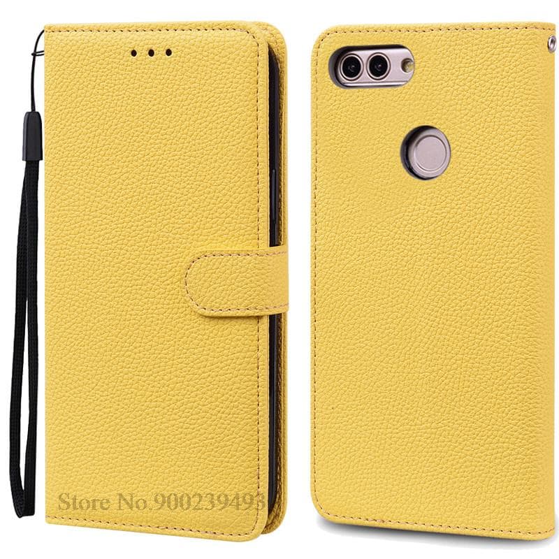For Huawei P Smart 2018 Case FIG-LX1 Leather Wallet Flip Case For Huawei P Smart Case FIG-LX1 5.65 inch Case Coque Fundas Shell P Smart 2018 FIG-LX1 yellow