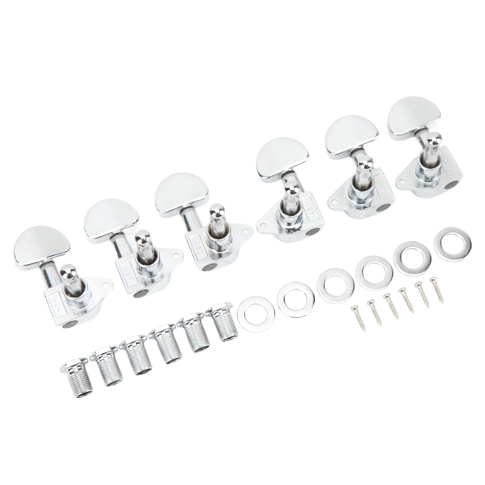 Guitar Machine Head Tuner Metal Semicircle Totally Sealed Guitar Tuning Pegs for Replacement 3L3R silver