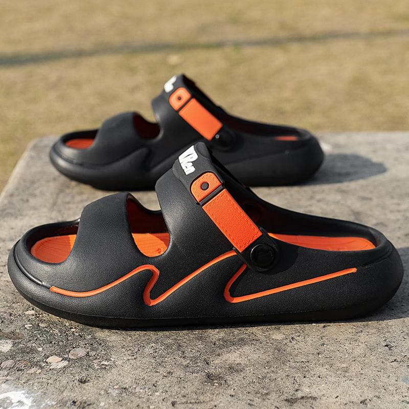 Men Slippers Platform Non-slip Outdoor Flip Flops Fashion Lightweight Two-Wear Walking Indoor Sandals Outdoor Beach Shoe for Men 39-40 black