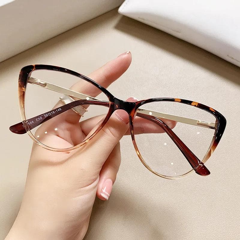Women TR90 Glasses Frame Fashion Gradient Color Metal Legs Spring Hinge Prescription Eyewear Lightweight Durable