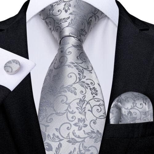 DiBanGu Mens Silk Necktie Set Striped Paisley Solid Tie Pocket Square Cufflinks N-7733
