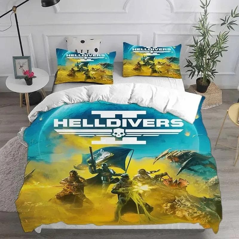 3D HELLDIVERS 2 Bedding Sets Comforter Quilt Bed Cover Duvet Cover Pillow Case Sets Kids Adult Size For Home Textiles EU King 240x220cm