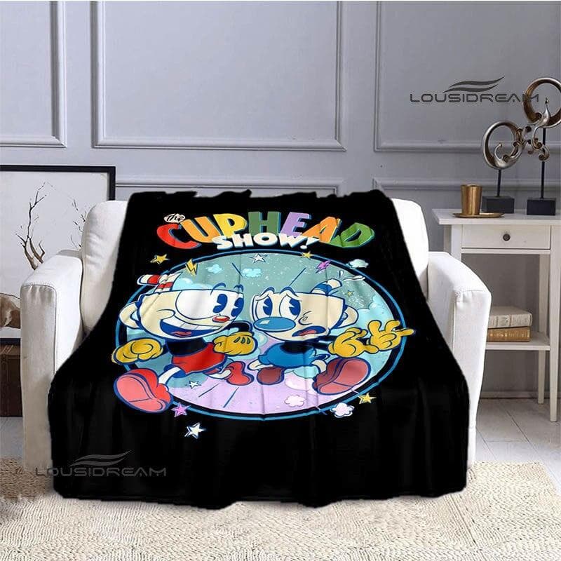 Cuphead Anime Printed Blanket Children's Warm Beautiful Blanket Flannel Soft and Comfortable Blanket Home Travel Birthday Gift 150x200cm