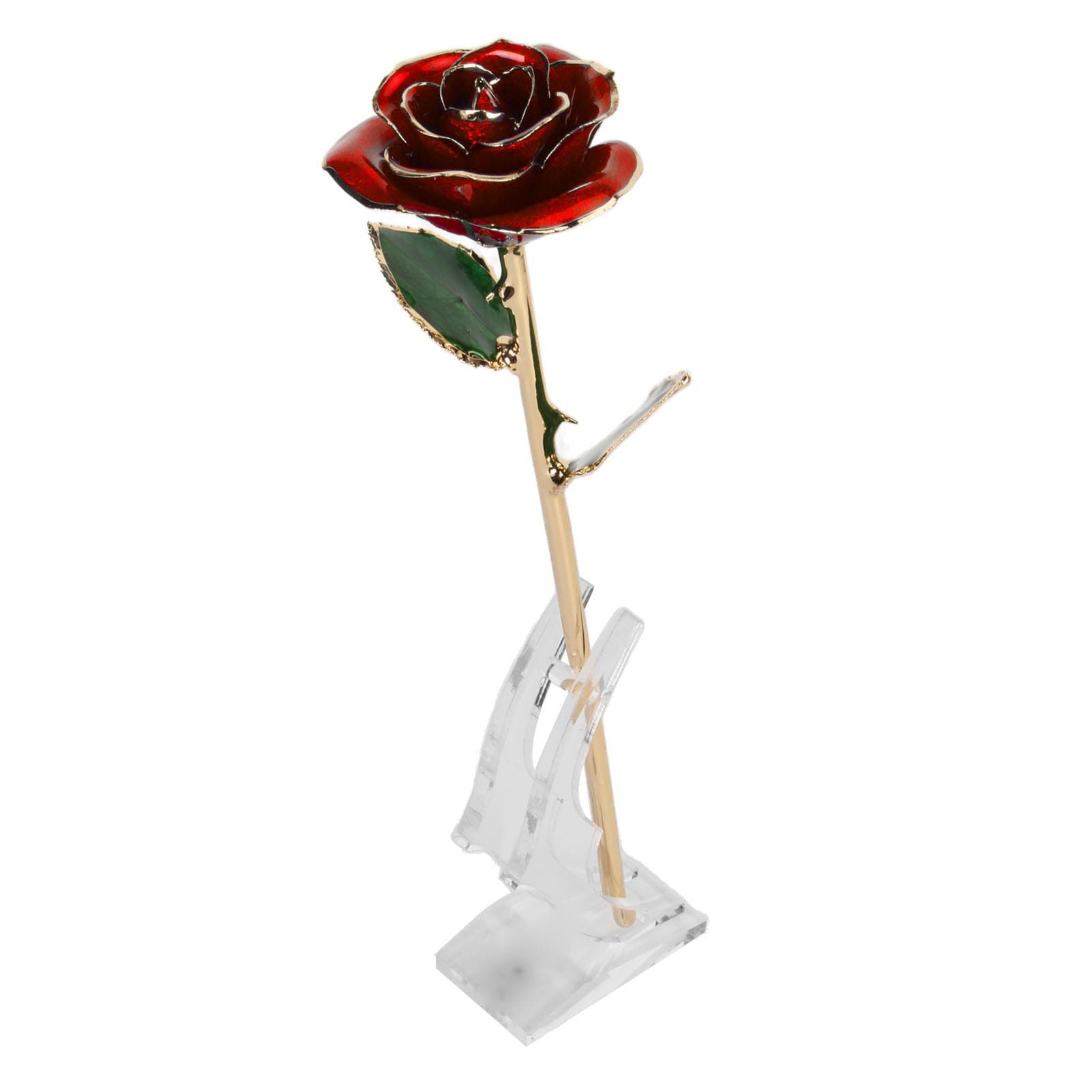 Preserved Rose 24K Gold Plated Bright Luster Rich Details Exquisite Gold Dipped Rose for Birthday red