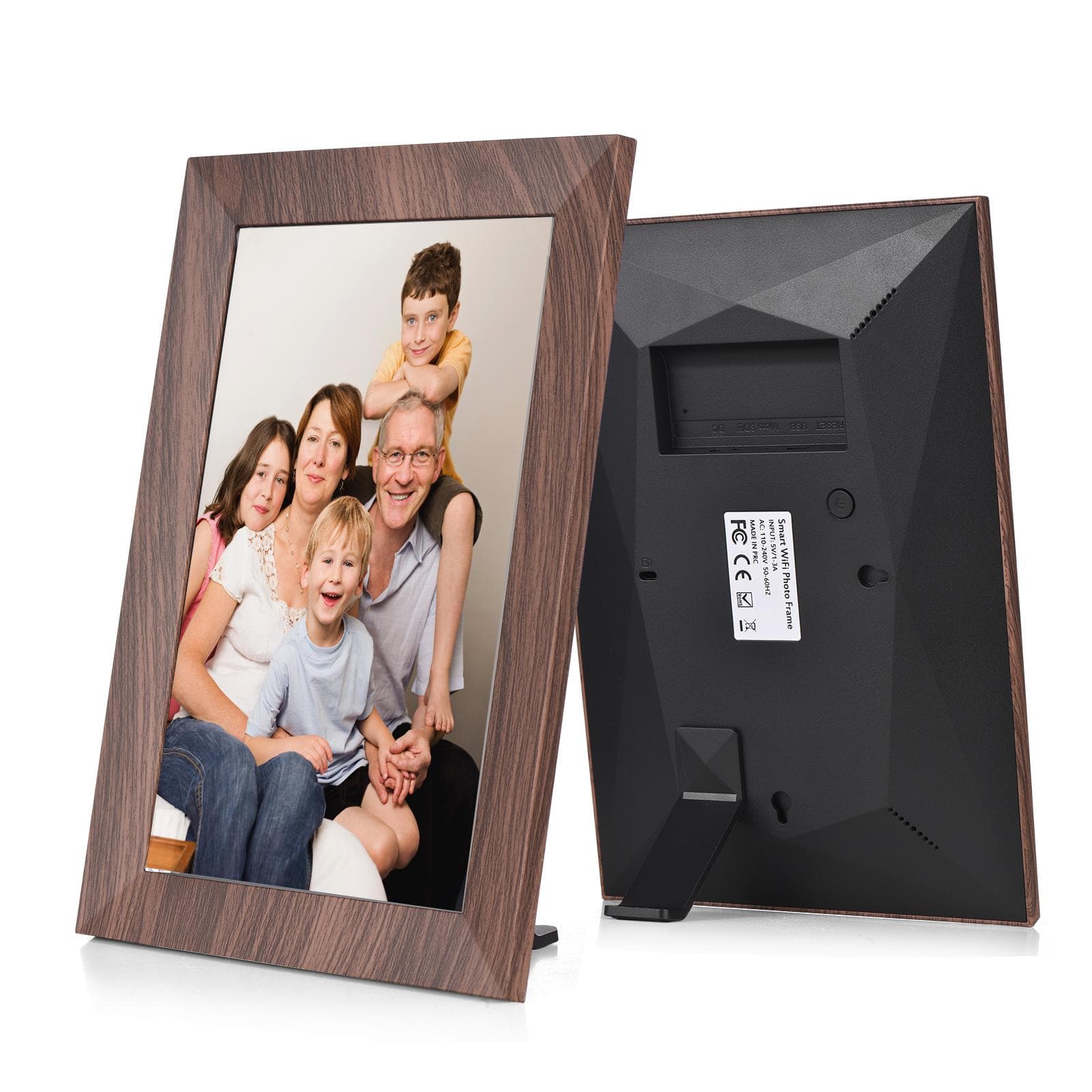 10.1-Inch WiFi Digital Photo Frame IPS Screen Touch Control 16GB Storage Auto Rotation Share Photos UK Plug brown