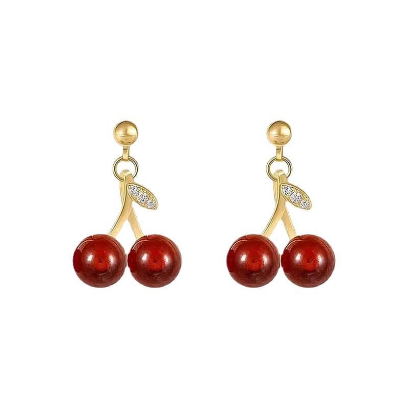 Temperament Women Red Cherry Earrings For Women Personality Cute Party Stud Earrings Charm Jewelry red