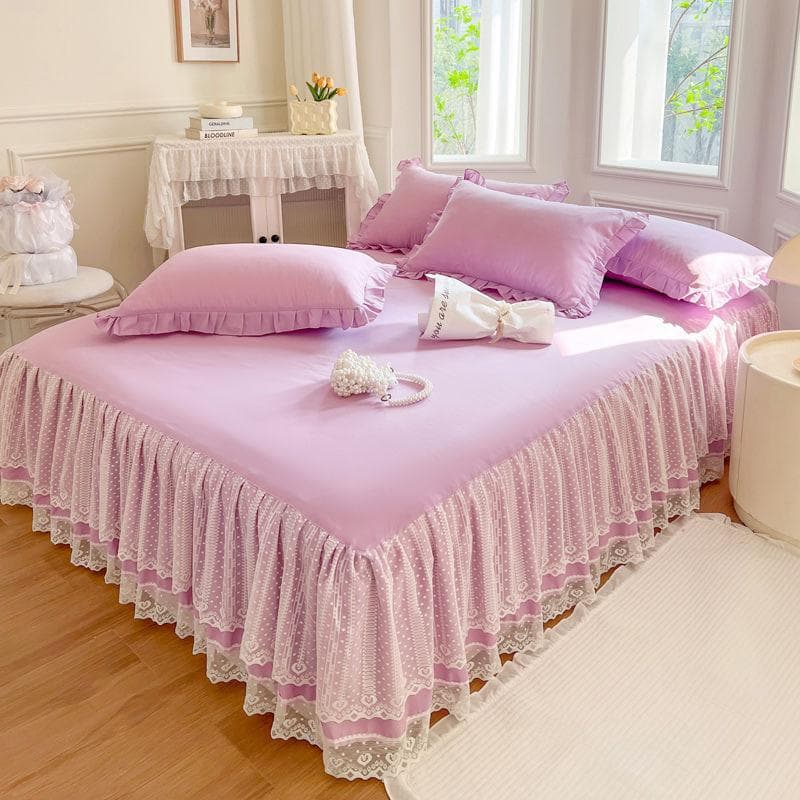Elastic Bed Ruffles Bed Skirt Soft Comfortable Wrap Around Fade Resistant Bed Cover Without Surface Bed Protector 150x200cm1pc