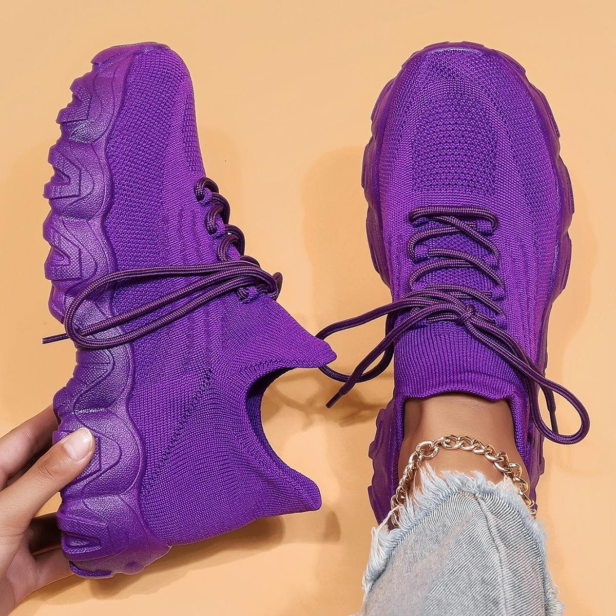 Platform White Shoes Women's New Ins Fashionable Autumn Versatile Muffin Lightweight Casual Sports Height Increasing Insole Women's Shoes 36 dark purple