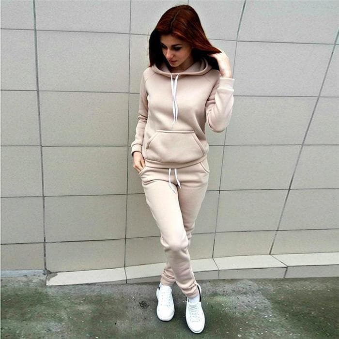 New Women's Fleece Sports Suit 4XL khaki