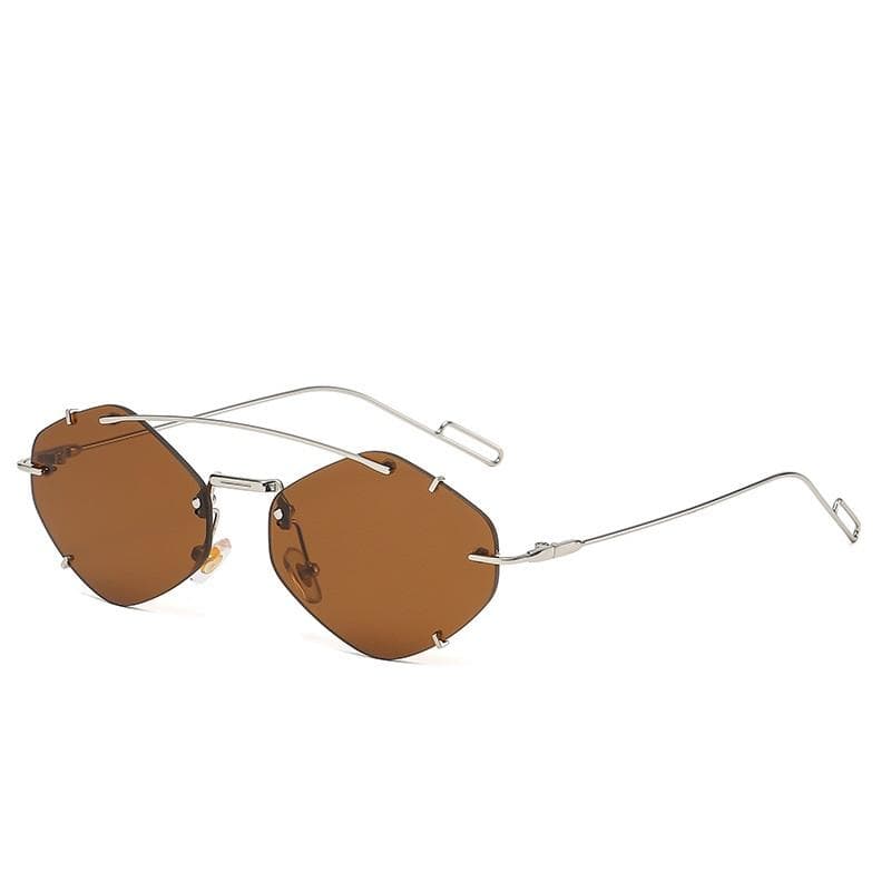 Rimless Diamond Sunglasses Square Retro UV400 Shades for Women Men Designer Brand Eyewear Oculos Female Gafas Silver