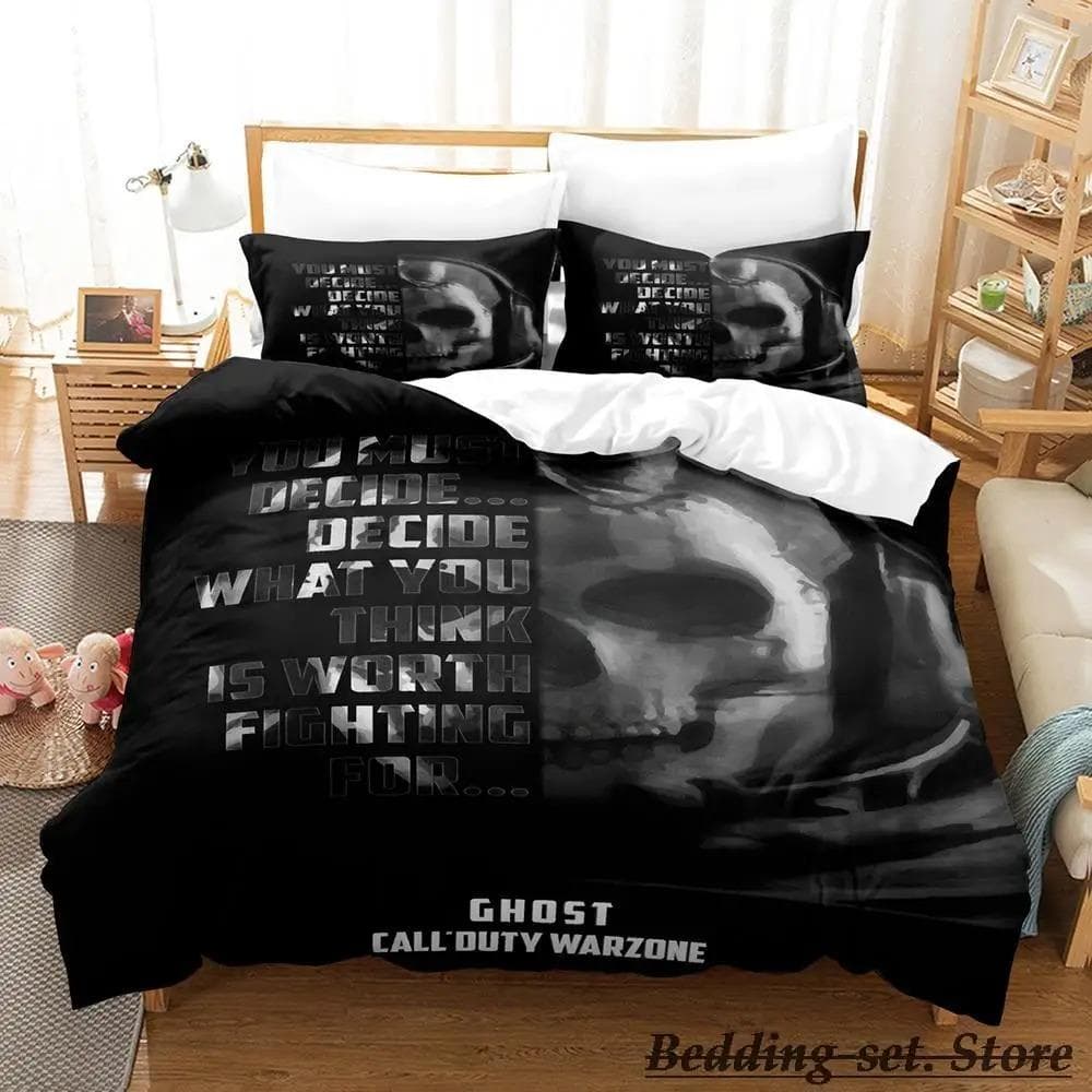 Game Call of Duty Simon Ghost Riley Bedding Set Cartoon Anime Three-piece Set Adult Kid Bedroom Duvetcover Sets 3D Shooting Game EU King 240x220cm