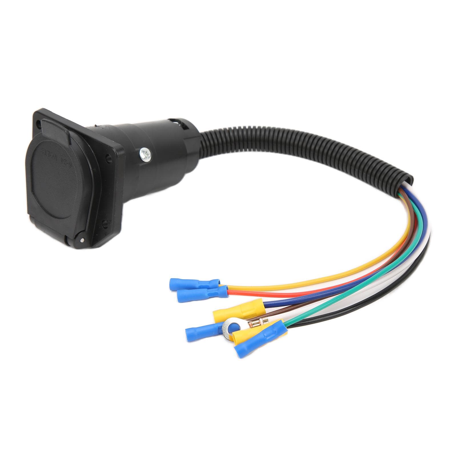 Trailer Wiring Adapter 7 Way Blade Connector Cable Plug with Bracket for RV Camper