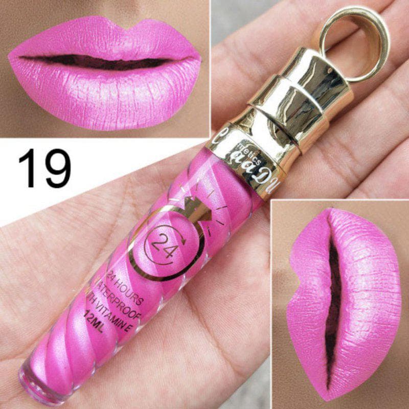 20 Colors Waterproof Long Lasting Matte+Shimmer Lipstick Mental Beauty Lip Gloss