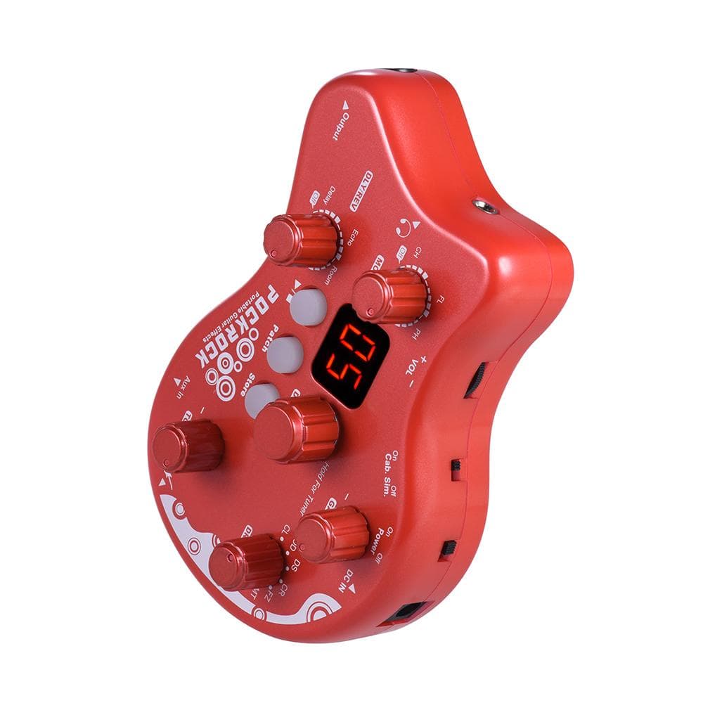 PockRock Portable Guitar 15-effect Processor Effect Pedal (US) Power Adapter UK Plug red