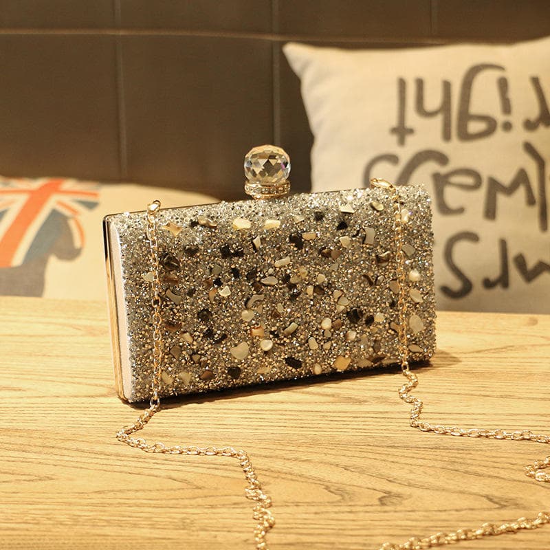 Diamond Bag Diamond-set Dinner Bag Rhinestone Clutch Bag Single Shoulder Crossbody Chain Little Girl Bag silver