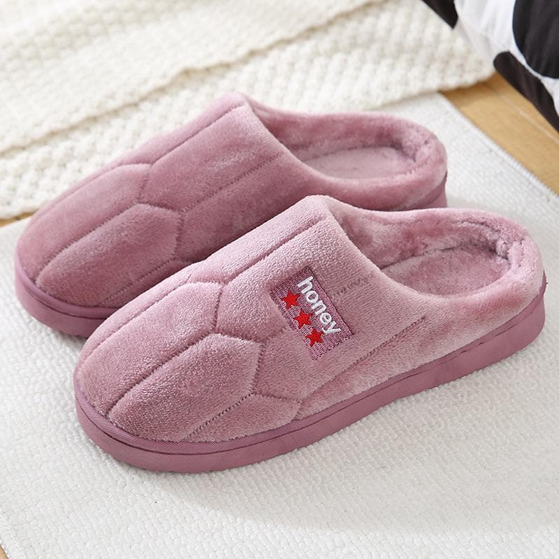 Unisex Cotton Slippers - Winter Indoor Non-Slip Furry Shoes for Men and Women US 6-7.5 light purple