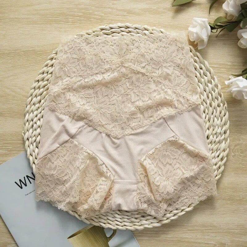Safety Short Pants Women Seamless Underwear Sexy Lace Shorts With High Waist Panties Shorts Hot Pants Shorty Cotton XL beige