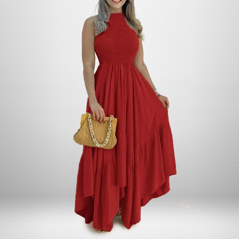 Spring Women's New Sleeveless Elegant Temperament and Fashionable Big Sway Dress 3XL red