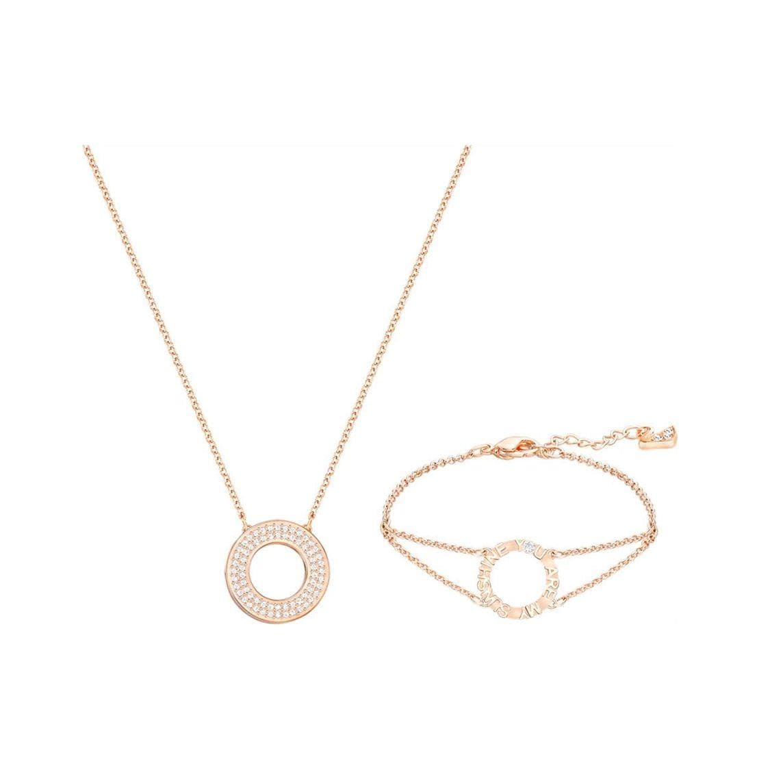 Swarovski Admiration Circular Pendant Necklace And Bracelet Set Women jewelry Rose-Gold 5358846 Rose Gold-tone Plated