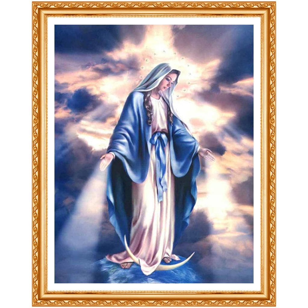 DIY Diamond Painting Virgin Mary Wall Decor Full Round Rhinestone Pasted Religion Pattern Gift 50X70CM